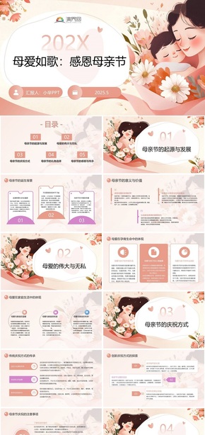 y98  母親節(jié)感恩溫馨粉色婦女節(jié)ppt模板