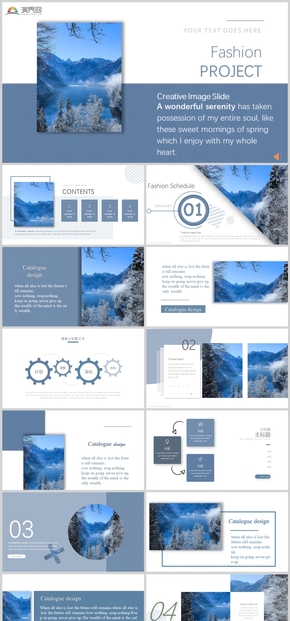  Blue tourism landscape simple style PPT template