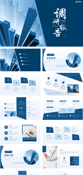 深藍大氣調(diào)研報告項目匯報模板