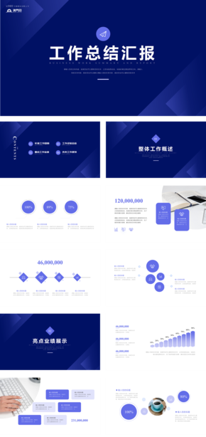 深藍色簡約工作總結(jié)工作計劃