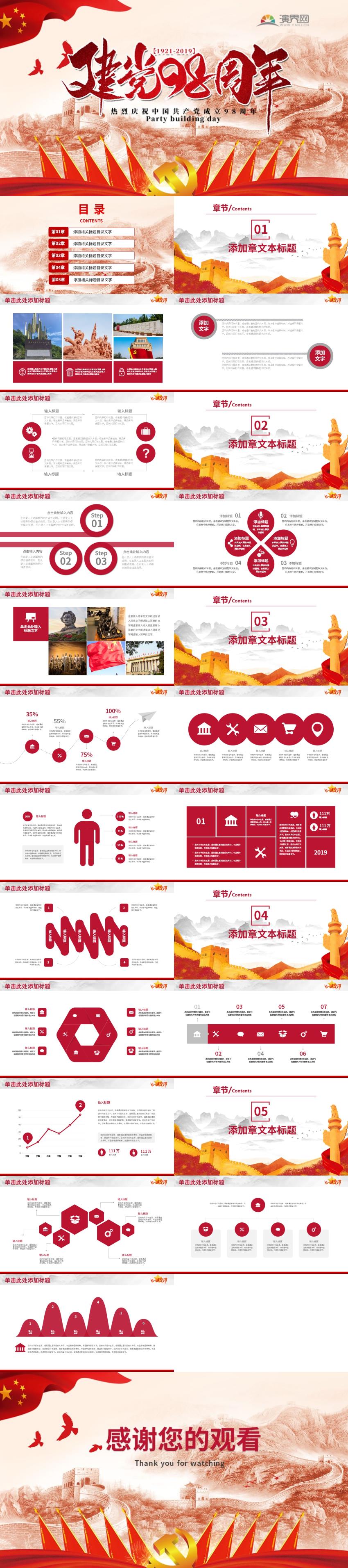 紅色黨政風(fēng)建黨周年P(guān)PT