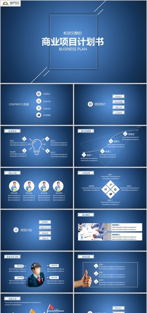藍(lán)色框架完整的商業(yè)項目計劃書