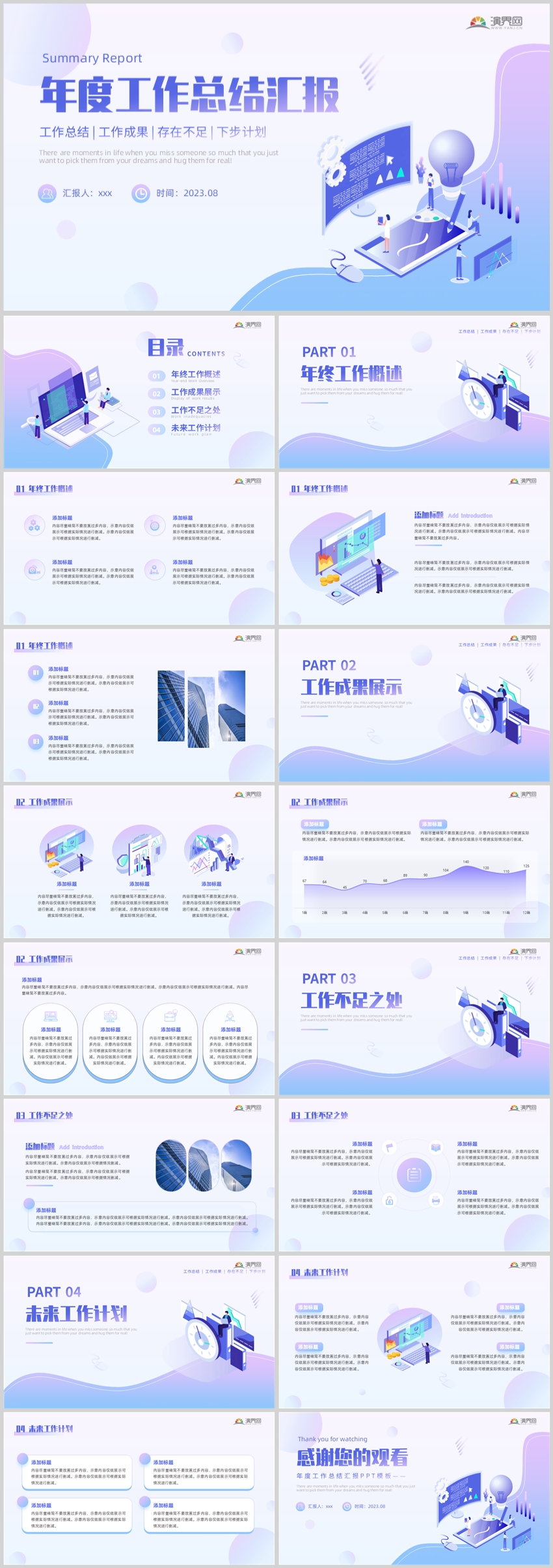 淡紫色漸變風(fēng)格工作總結(jié)匯報(bào)PPT模板