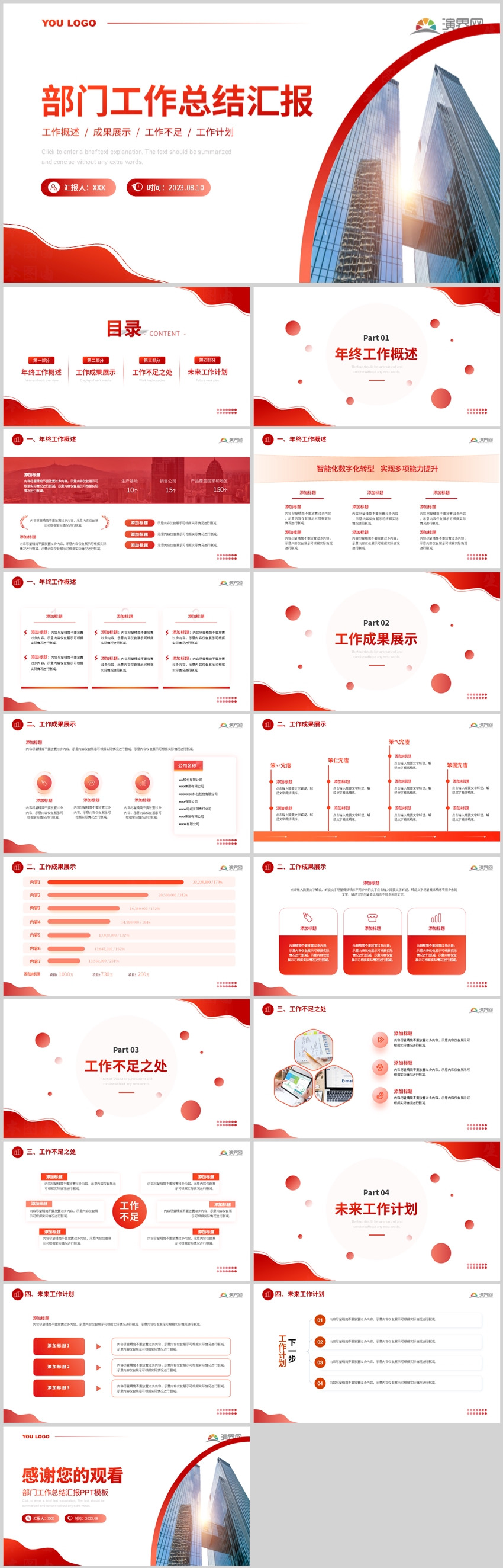 紅色年終工作總結(jié)匯報(bào)PPT模板