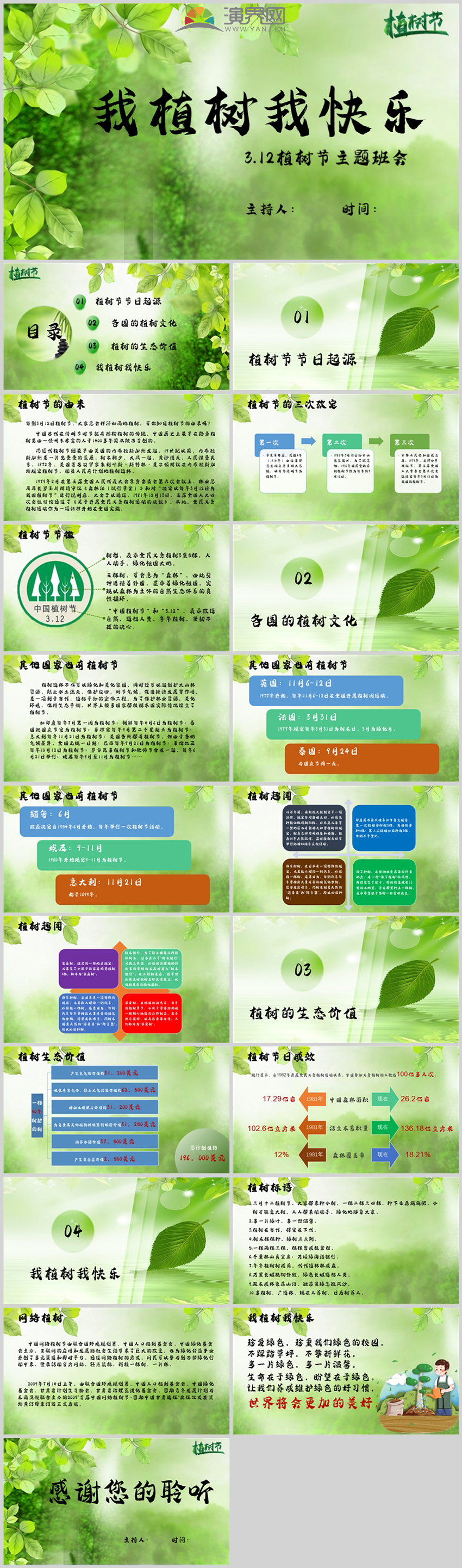 綠色312植樹(shù)節(jié)主題班會(huì)