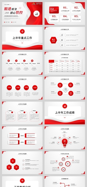 Red simple microsome wind cashier accounting mid year summary work summary work report PPT template