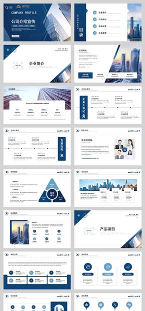  Blue Simple Business Company Introduction Enterprise Promotion Product Introduction PPT Template