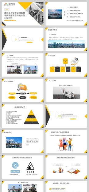 黑黃色建筑工程安裝公司防腐車間班組建設經驗交流匯報材料