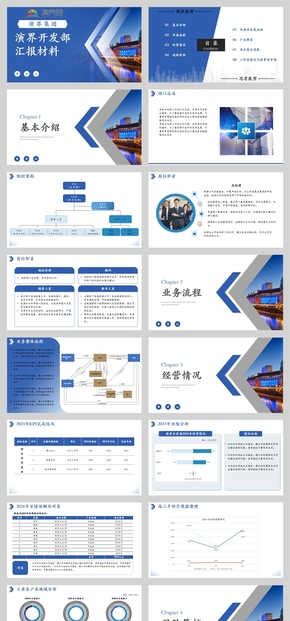 藍色商務風格年終總結季度工作匯報商務合作PPT模板