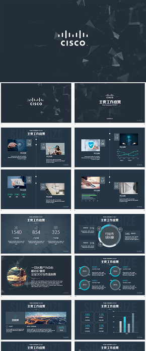 思科cisco網絡科技軟件公司工作總結匯報PPT模板