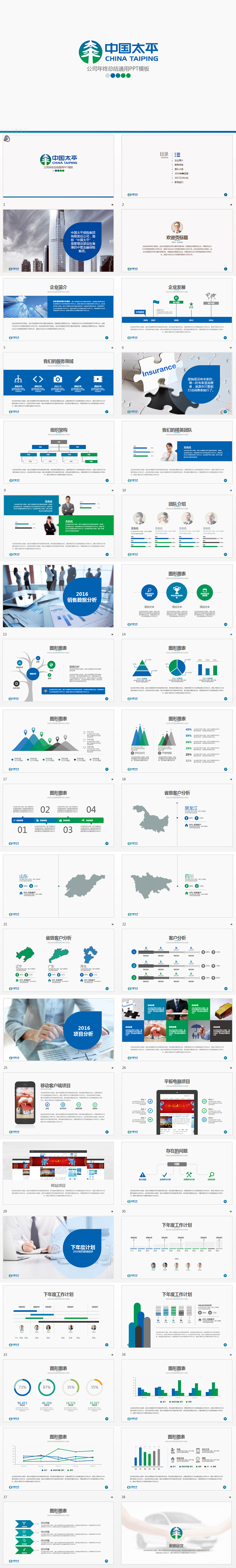 中國(guó)太平人壽保險(xiǎn)集團(tuán)公司年終總結(jié)通用PPT模版