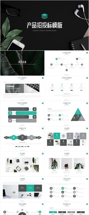 清新簡約公司項目招投標(biāo)產(chǎn)品解決方案設(shè)計PPT模版