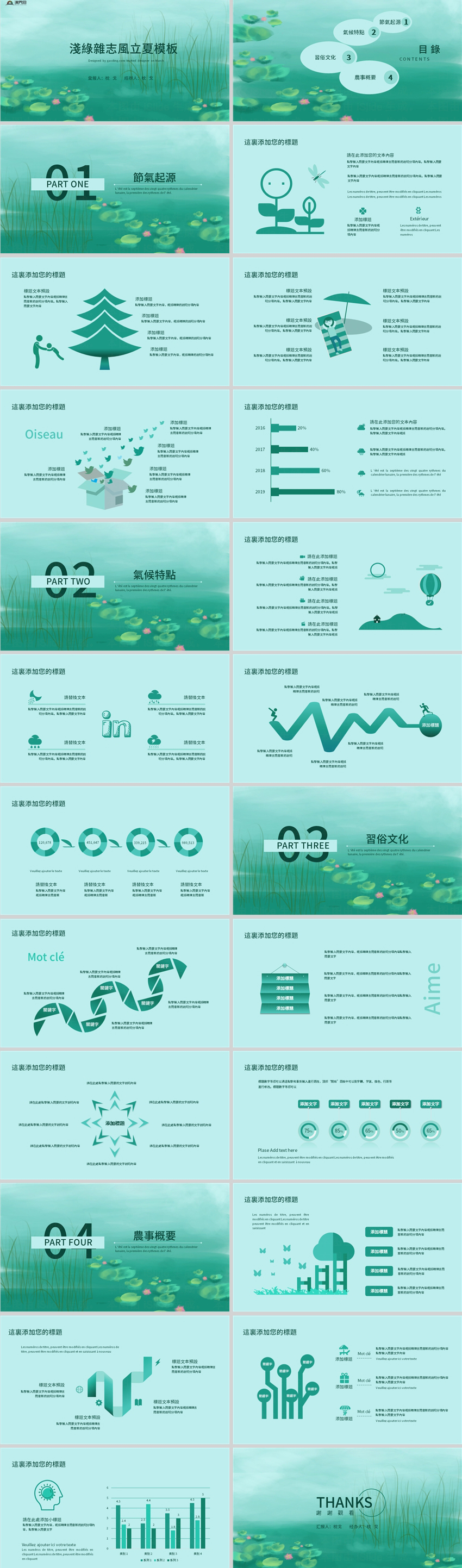 淺綠雜志風(fēng)立夏PPT模板