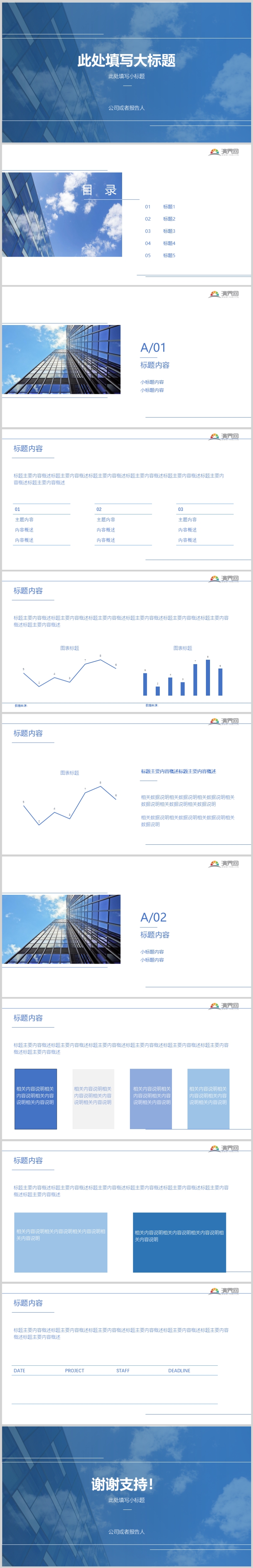 藍色風(fēng)格工作匯報PPT模板