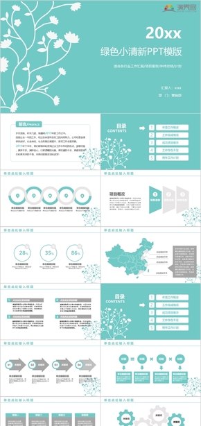 2023精選綠色小清新年終工作總結(jié)工作匯報(bào)畢業(yè)答辯PPT模板