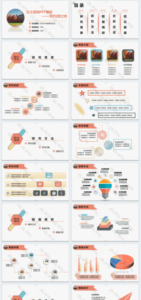 微立体橙色活力论文答辩PPT模板