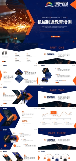 黃色商務風機械制造教育培訓PPT模板