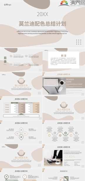 褐色莫蘭迪風總結(jié)報告ppt