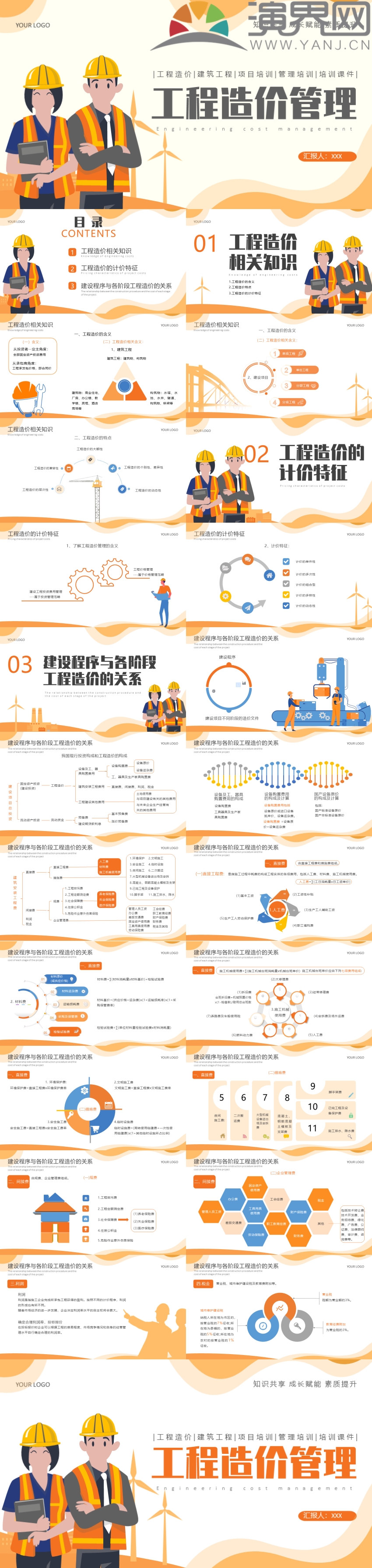 橘黃色插畫風工程造價培訓(xùn)ppt