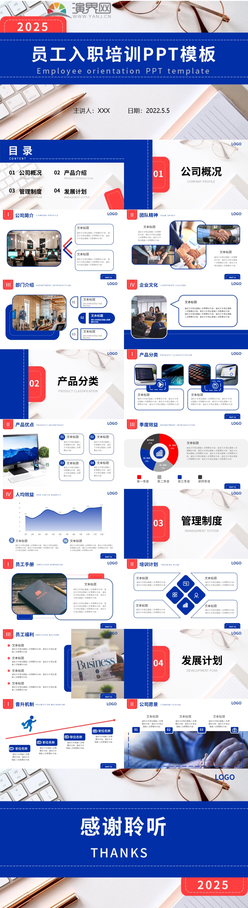 克萊因藍商務風培訓課件PPT模板