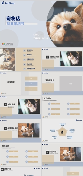 暖色小清新風(fēng)格寵物店企劃書(shū)PPT模板