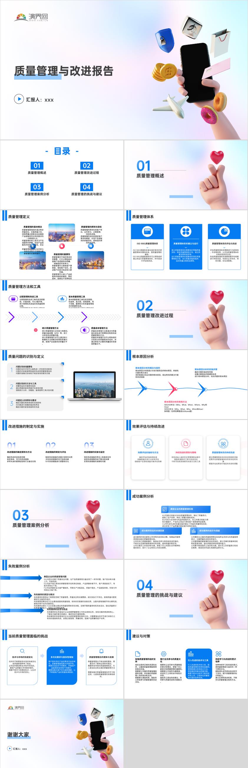 質量管理與改進報告PPT模板