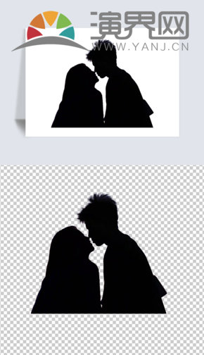  Silhouette of lovers with transparent background