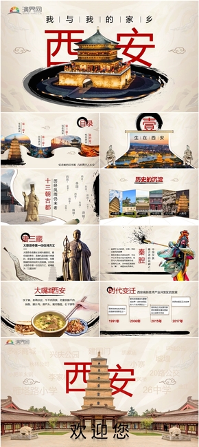 西安城市介紹PPT模板