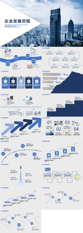 藍色簡約風企業發展歷程時間軸