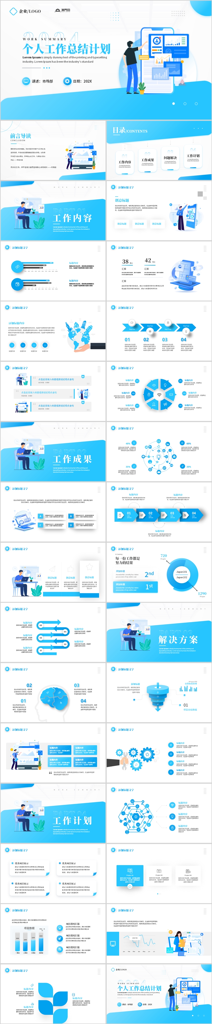 藍(lán)色簡(jiǎn)約個(gè)人工作總結(jié)計(jì)劃PPT模板