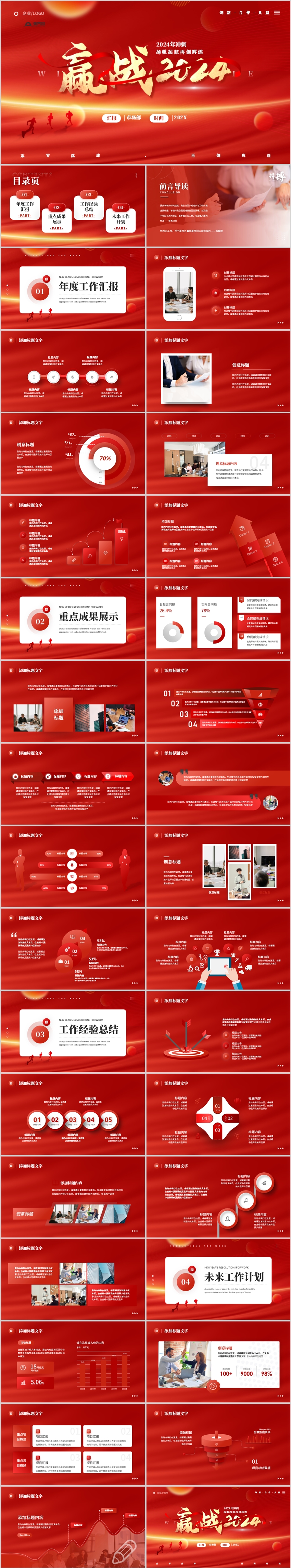 紅色勵志贏戰(zhàn)2024工作總結(jié)述職報告PPT模板