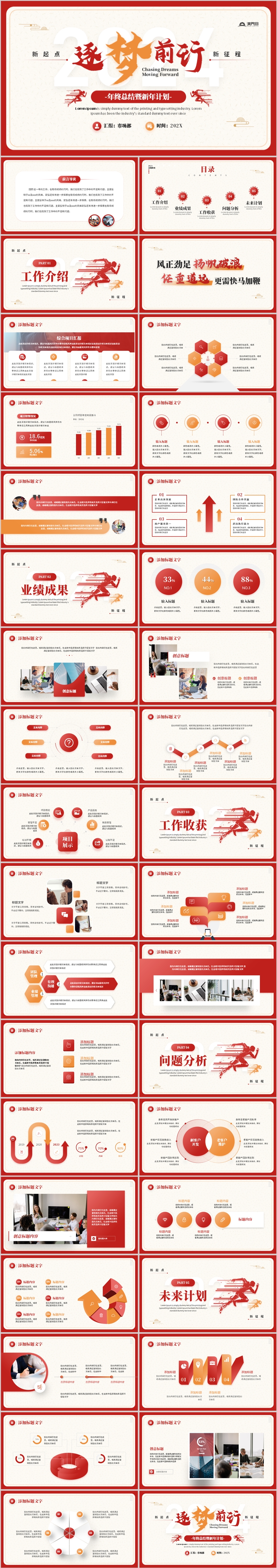 紅色中國風(fēng)新征程新起點(diǎn)2024工作總結(jié)匯報(bào)PPT模板