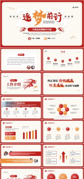 紅色中國風(fēng)新征程新起點2024工作總結(jié)匯報PPT模板