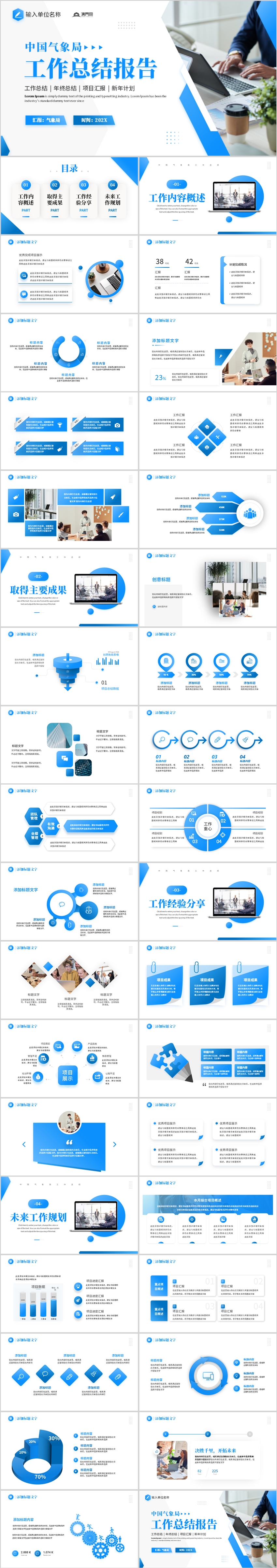 藍(lán)色商務(wù)中國氣象局工作總結(jié)報(bào)告PPT模板