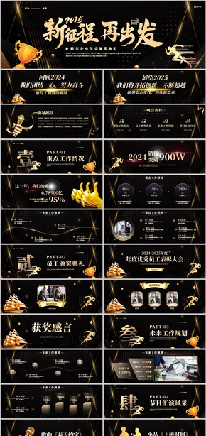 黑金風(fēng)2025新征程再出發(fā)蛇年頒獎典禮晚會PPT模板