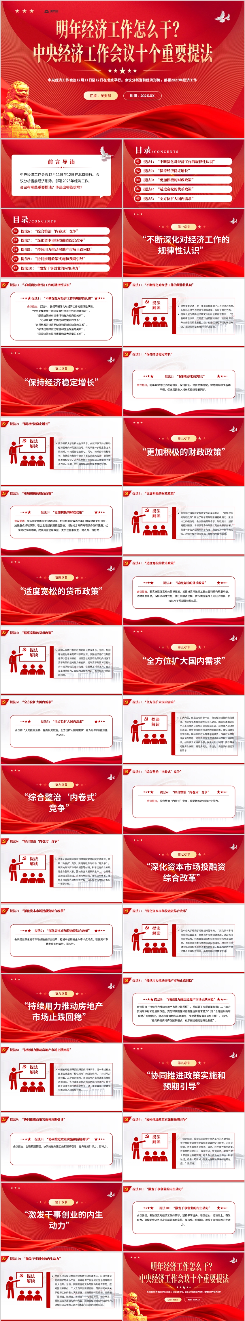 中央經濟工作會議十個重要提法PPT模板
