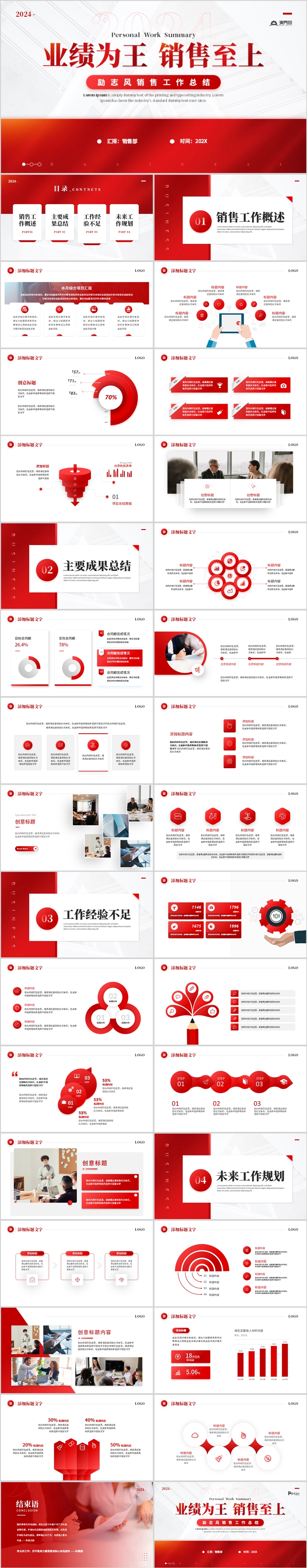  PPT template of red inspirational sales summary plan