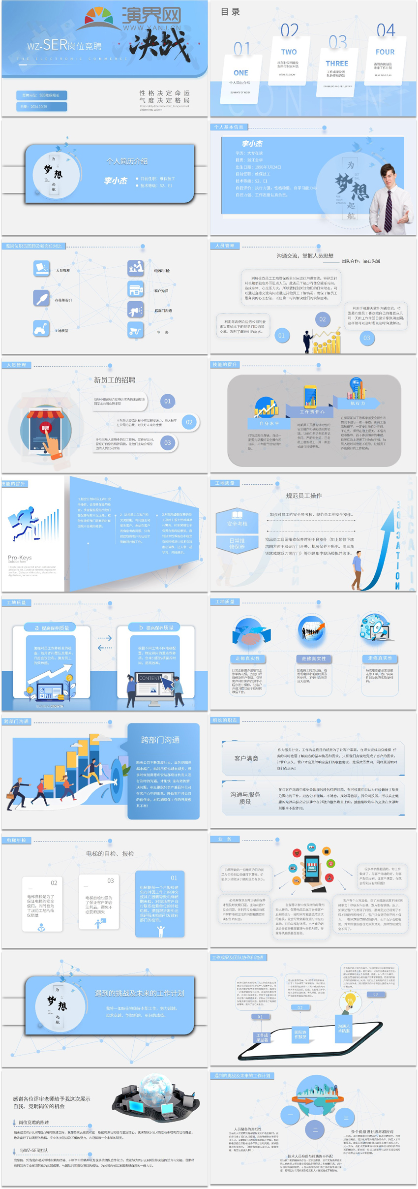 藍(lán)白色簡約風(fēng)個(gè)人競聘求職通用WZ-SER崗位競聘PPT