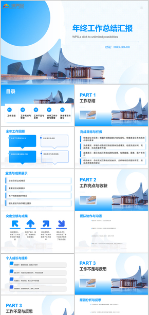 大氣藍(lán)色年終工作總結(jié)匯報(bào)ppt