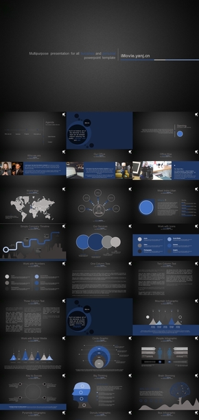 藍黑 歐美風 商務PPT 動態(tài)模板 數(shù)據(jù)顏色可編輯