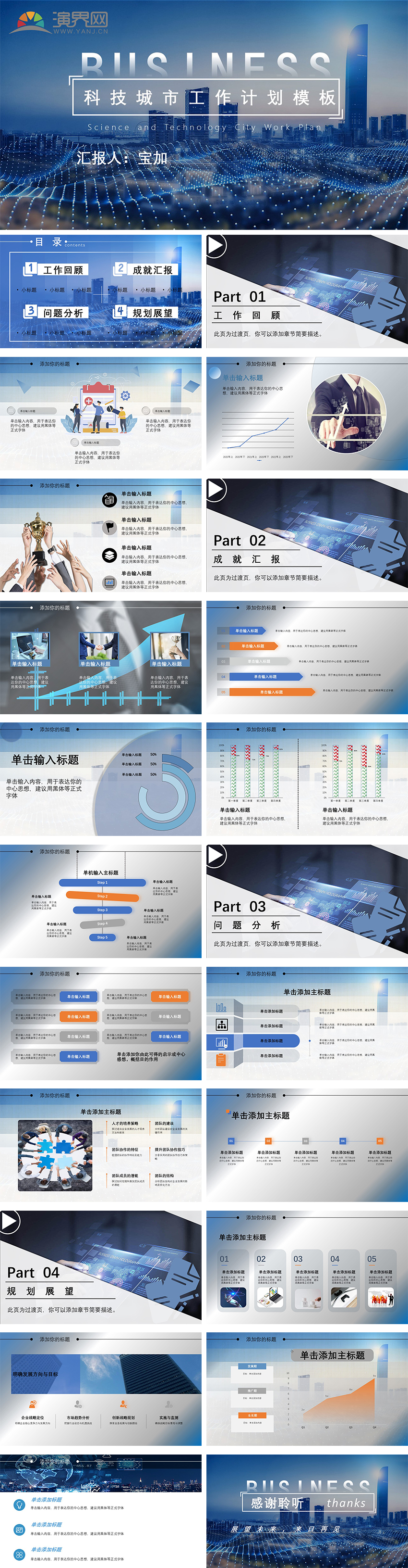 科技城市工作計劃PPT模板