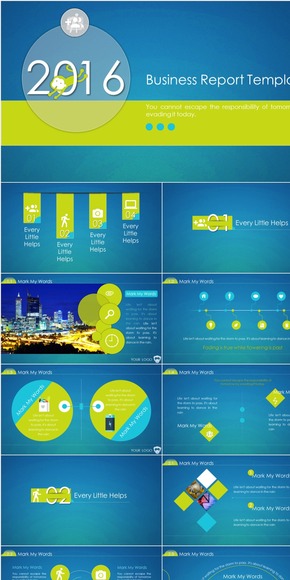 【兩套配色】2016年清新扁平風工作報告模板