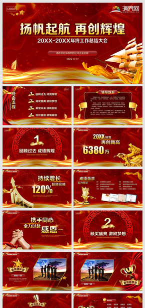 喜慶紅色金色熱烈大氣年終總結(jié)頒獎(jiǎng)典禮晚會年會PPT模板