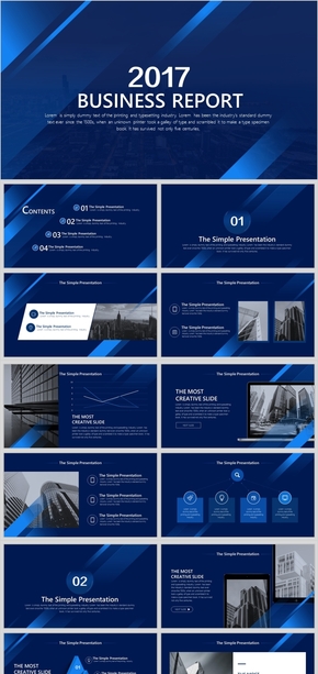 深藍漸變商務匯報總結ppt模板