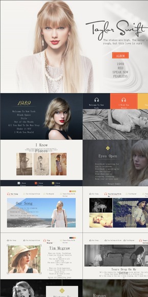 Taylor Swift 歐美畫(huà)冊(cè)風(fēng)PPT模板