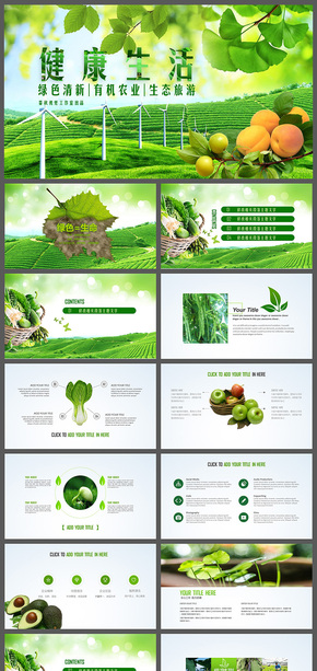 綠色清新生態(tài)旅游有機(jī)農(nóng)業(yè)健康生活商務(wù)報(bào)告PPT模板