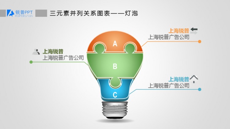 微立體質(zhì)感燈泡并列關(guān)系圖表，送菊花圖表一張！