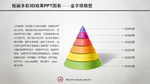 炫丽多彩3d效果ppt图表金字塔模型3