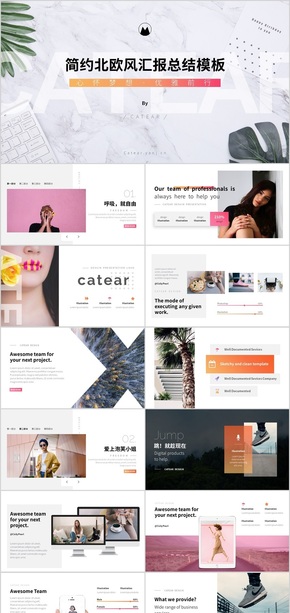 【貓耳朵】簡約北歐風(fēng)匯報總結(jié)模板