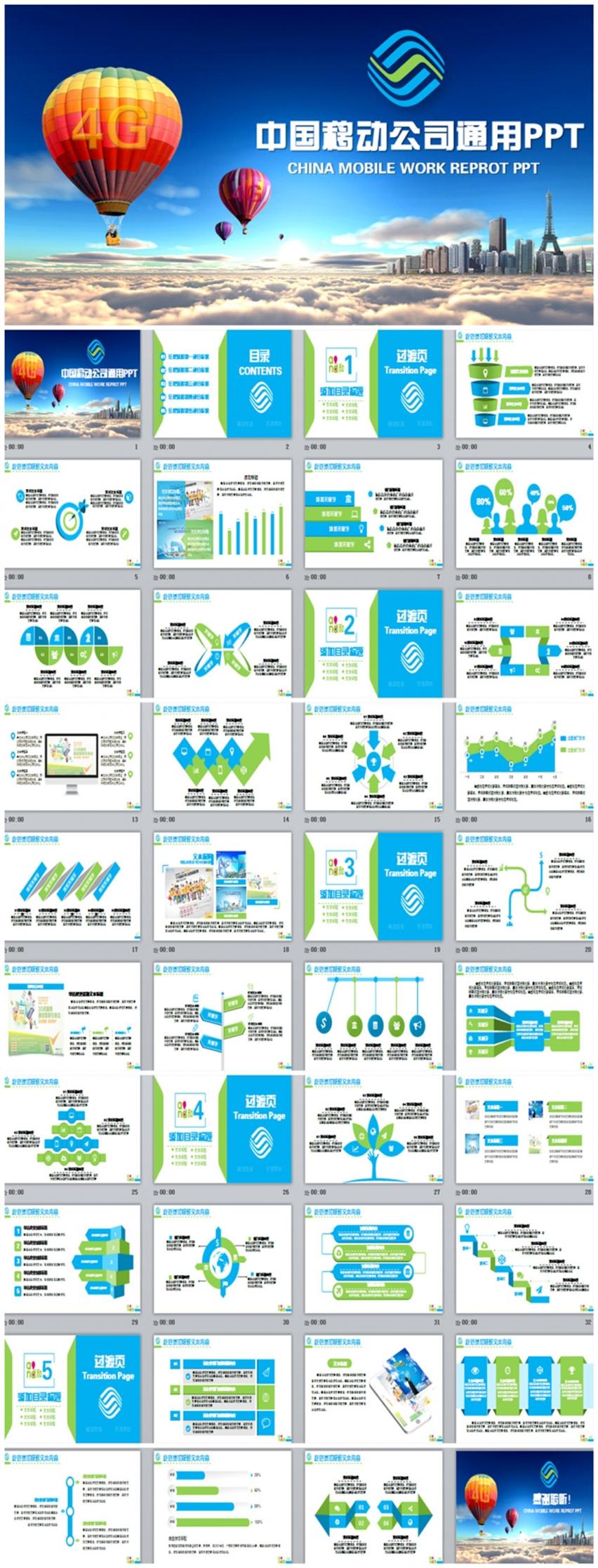 （高端大氣）中國移動公司移動通信PPT模板